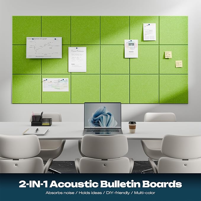 Sonicism 22 Pack Acoustic Wall Panels with Self-Adhesive, 12" X 12" X 0.4" Sound Proof Foam Panels, Decorative Soundproof Wall Panels, Sound Proof Absorbing Tiles for Home & Offices, Light Green - Image 3