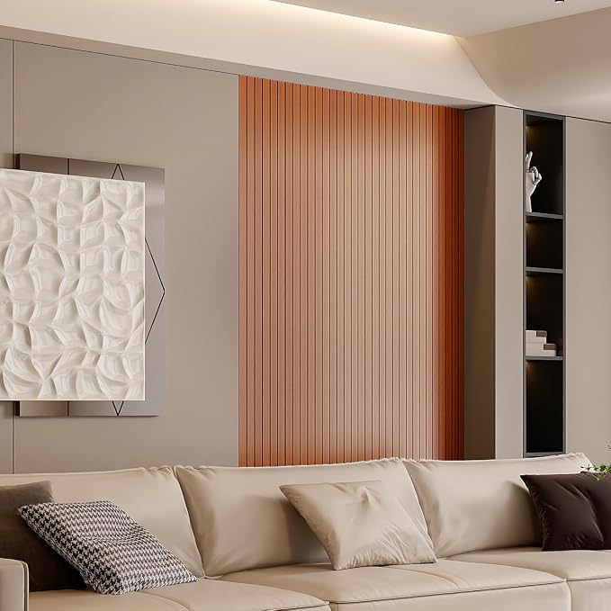 YLL YLL PVC Slat Wall Panel Peel and Stick 236"x 15.7" Faux Walnut Wood Grain Slat Panel Self-Adhesive Wallpaper Soundproof 3D Wall Panels - Image 3