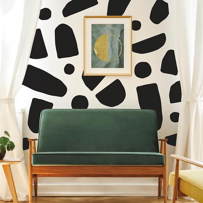 Large Black Boho Geometric Wall Decal, Scandinavian Wall Art Decor | Stunning Bohimian shapes accent wall in minutes. Matte black vinyl peel and stick easily for living room, bedroom, office. - Image 6