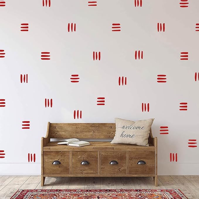 120Pcs Modern Line Wall Sticker Boho Nursery Decal (Red) | Self Adhesive Vinyl, Removable Waterproof Murals, Minimalist Home Art, Ideal DIY Decor For Living Room YT5037 by YUHASIDE