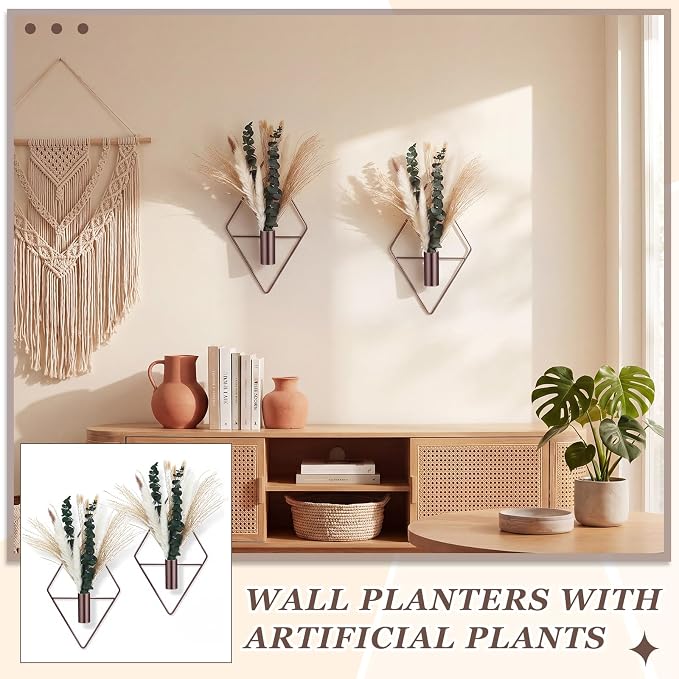 Canlierr 4 Pcs Wall Decor Hanging Planters, Mixed Plants, Bronze - Image 6