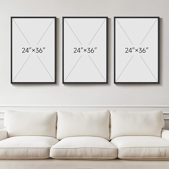 3D Large Framed Black and White Abstract Wall Art for Living Room, 3 Piece | Wood Frames, Sandstone Textured Paintings, Modern Sculptural Artwork for Walls, 24x36 In Pictures Wall Decor Bedroom Office - Image 8