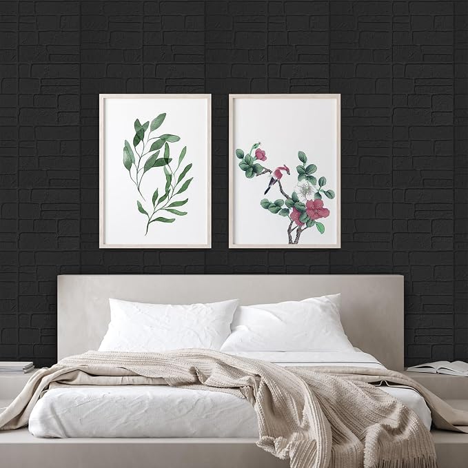 YU LI 3DH 3D Wall Panels Peel and Stick Faux Stone Wall Panel Black 20-Pack Faux Brick Self-Adhesive Wallpaper 3D Foam Brick Wallpaper - Image 4