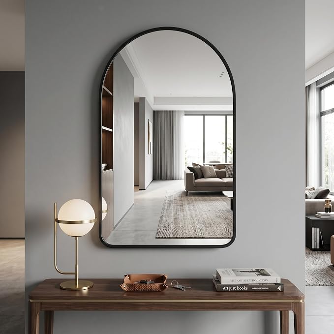 HARRITPURE 24"x36" Arched Bathroom Mirror Wall Mounted Black Arch Mirror - Image 2