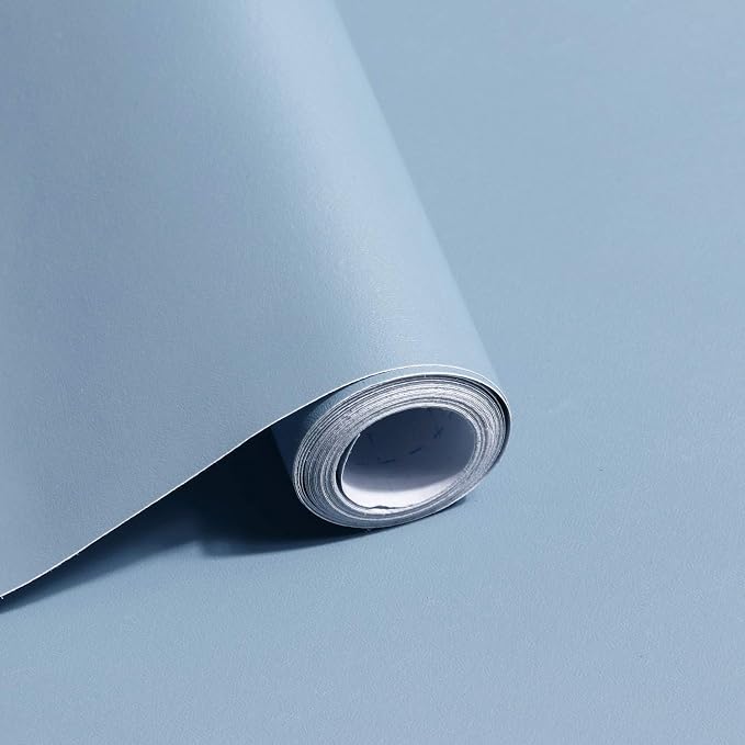 Safiyya Blue Peel and Stick Wallpaper 984.2"x17.7" Grey Blue Contact Paper Decorative Removable Wallpaper for Bedroom by SAFIYYA