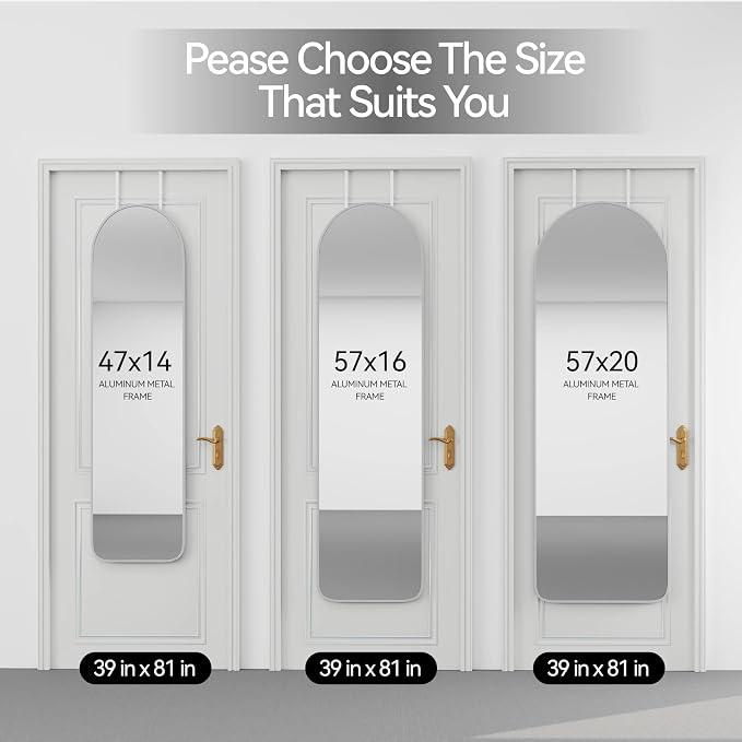 57x16" Full Length Mirror Floor Stand,Over the Door,Wall Mounted Silver - Image 8