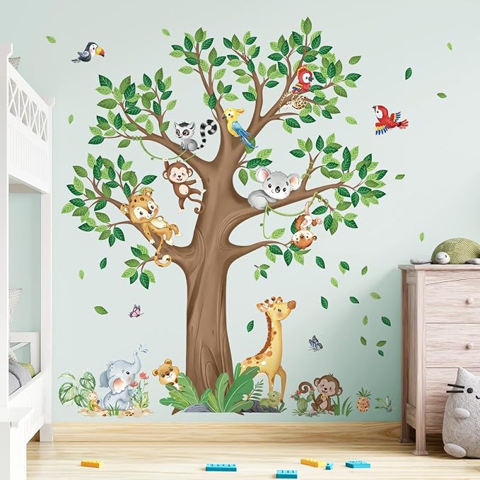 decalmile Jungle Animal Tree Giraffe Koala Wall Decals Stickers (XL) by decalmile