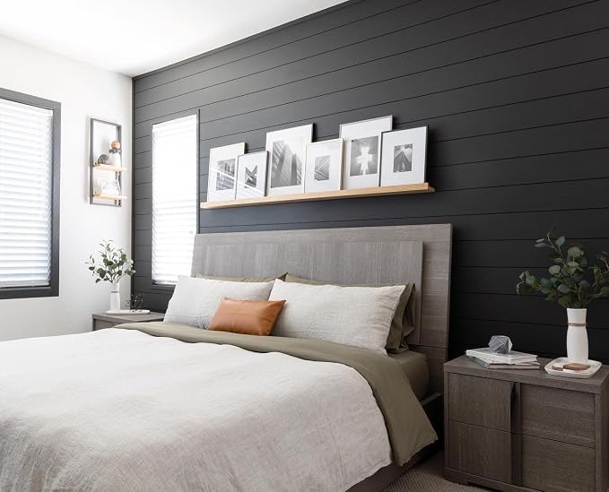 Real Wood Wall Planks-5" White Shiplap Panel Peel and Stick 10Pack 12.5SqFt | 5in wide solid wood shiplap planks-easy DIY wall shiplap panels Perfect for accent wall,backsplash,bedroom, living room by Luxdecor