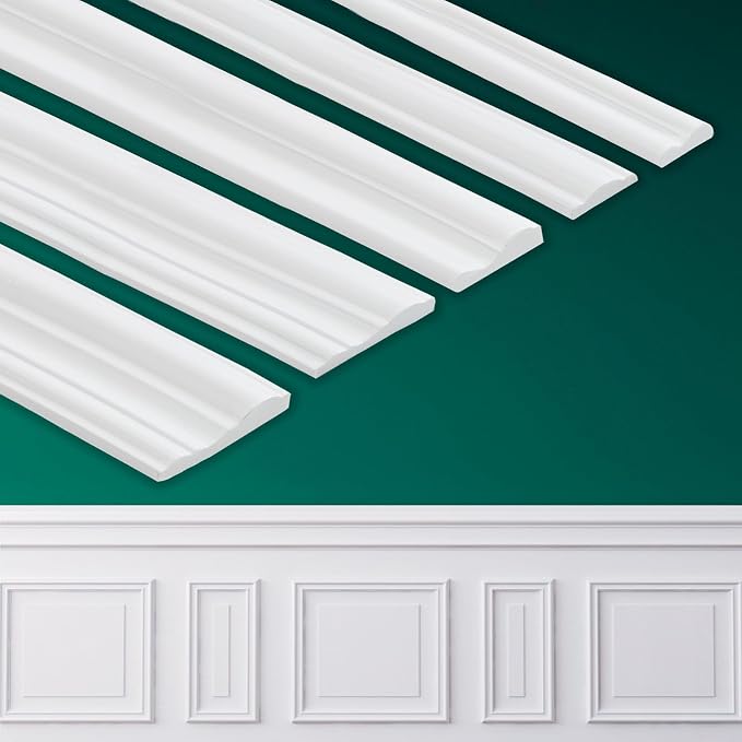 Coengwui Peel and Stick Wall Molding, Chair Rail Wainscoting Panel, Finish Trim for Home Decoration (Paintable White, 9.8ft x 1.6in) by Coengwui