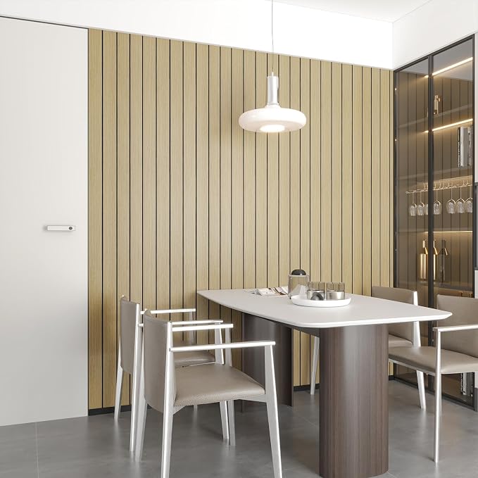 CHIHUT 3D Brown Wood Panels for Interior Walls Decor Acoustic Flexible Slat Wood Peel and Stick Wall Panels Roll Self Adhesive Decorative Foam Wall Paper for Kitchen Island Ceiling RV 12"x79" - Image 3