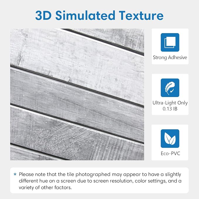 COMSTICKC 3D Faux Wood Wall Sticker Shiplap Peel and Stick for Wall Decor | 10 Pcs 11.8" x 11.8", Not Real Wood, Ultra-Light Thin PVC 3D Fake Wood Decorative Tiles Wall Panels, Cover 9.7 sq ft - Image 3