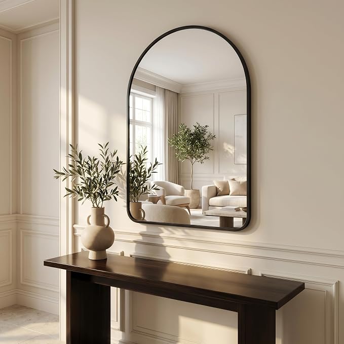 HARRITPURE 26"x38" Arched Bathroom Mirror Wall Mounted Black Arch Mirror - Image 2