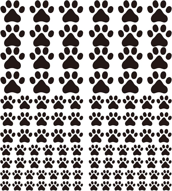 106 Pcs Black Paw Print Stickers Wall Decor, Dog Paw Stickers Removable Art Vinyl Door Decal Wallpaper for Family Bedroom Living Room Home Decorations Animal Tracks Decor by Unknown