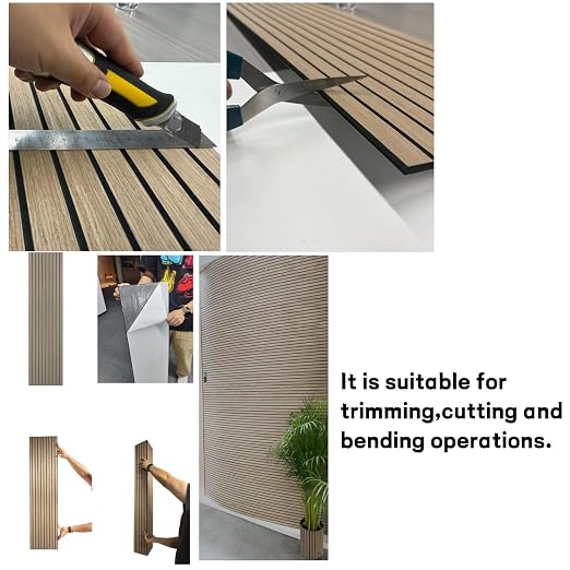Modern Wood Slat Wall Panels, Peel and Stick Acoustic Panels, Self-Adhesive Wall Covering and Easy Installation, 47.24x11.82in. 8-Pack Natural Wood Finish(Walnut) - Image 2