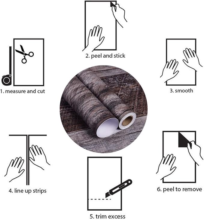 WENMER Grey Wood Peel and Stick Shiplap Self Adhesive Wallpaper - 17.71" x 236" Wood Plank Wallpaper for Countertop, Cabinet, Shelf, Drawer, Wall, Door - Image 7