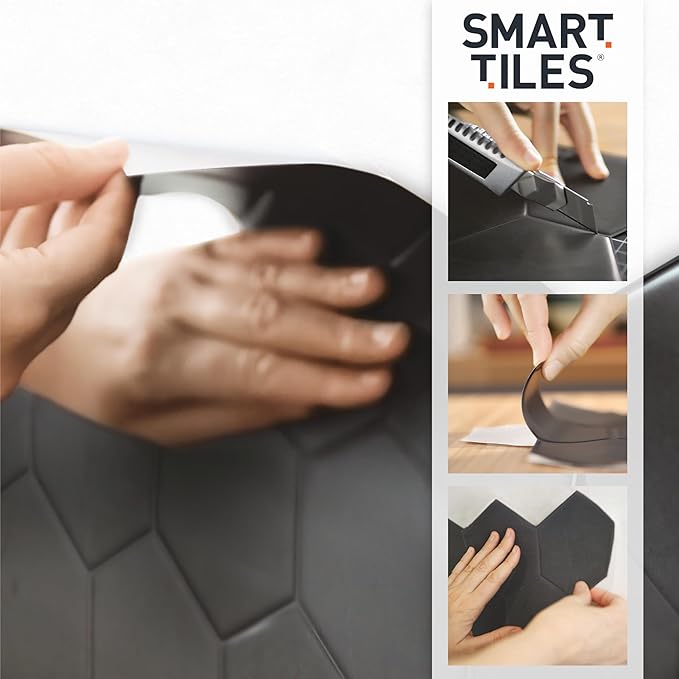 Smart Tiles Peel and Stick backsplash, Stacked Frost Gray, 11.43"x9" | Pack of 5 (3.5 sq ft), Glossy, Heat/Moisture Resistant, Low VOC, Kitchen/Bathroom, Renter Friendly, Made in Canada - Image 5