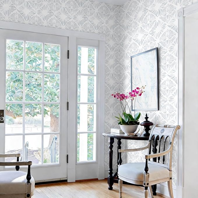 Blue Wallpaper Coastal Peel and Stick Wallpaper Boho 393"x17.3" Blue and White Wall Paper Geometric Contact Paper Textured Removable Vinyl Waterproof for Bathroom Bedroom Farmhouse Kitchen - Image 2