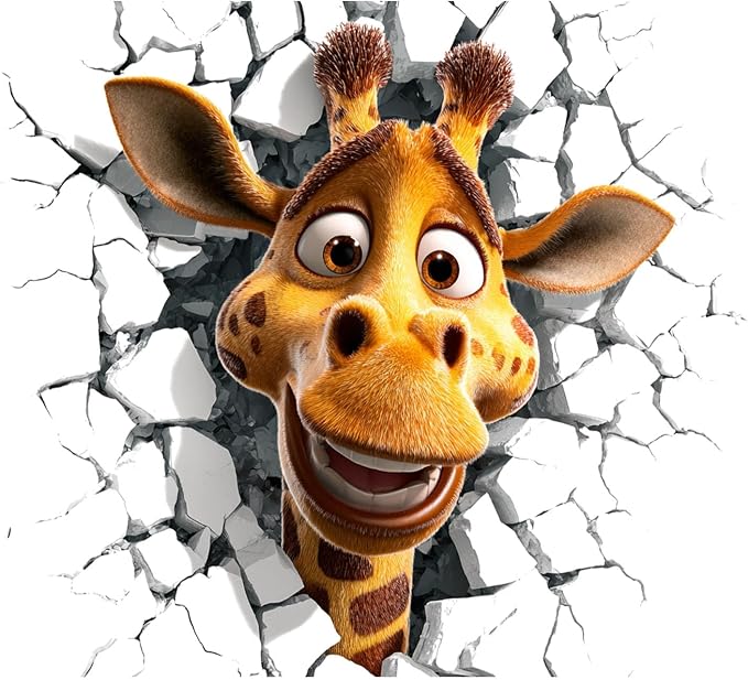 Giraffe Wall Decals Stickers, Funny Cartoon Animal Wall Art Peel and Stick, Removable Vinyl Wall Decor for Bedroom, Living Room, Office, Home Decoration by THISFIND