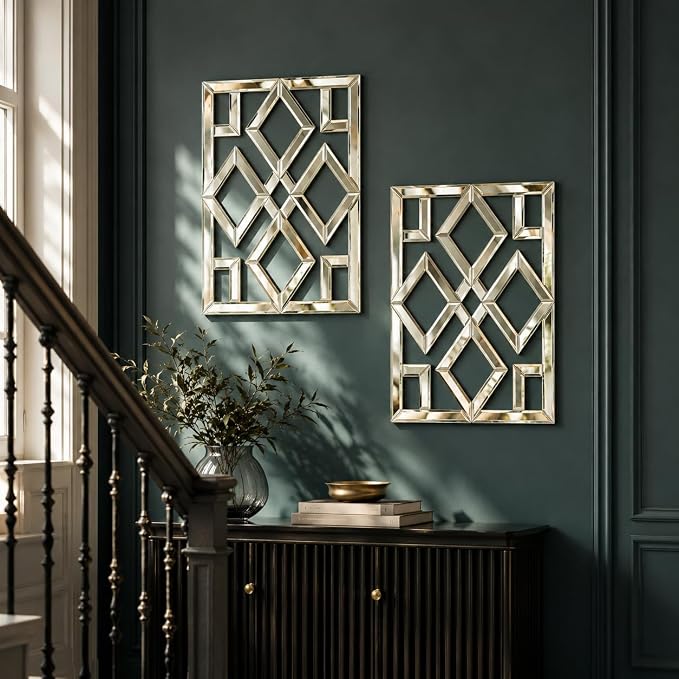 Square Decorative Wall Mirror 13 x 17 Inch, Silver Frameless Mirror Wall Decor with Beveled Edge, Modern Wall Mounted Accent Mirror for Living Room, Bedroom, Hallway, Set of 2 - Image 4