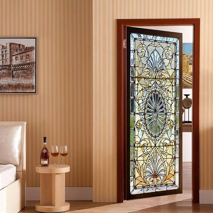 COLORSPRING 3D Door Stickers Peel and Stick, Antique Door Decal Cover | Removable Self-Adhesive Wallpaper Mural for Home Décor - Image 4