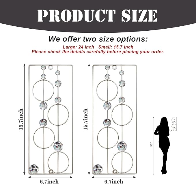 ZEXUIRU 2 Pcs Abstract Metal Art for Wall Decor Living Room Bedroom Bathroom Office Metal Bling Modern Geometric Hanging Vertical Small Iron Sculpture Plaque Pack -Silver 15.7in - Image 2
