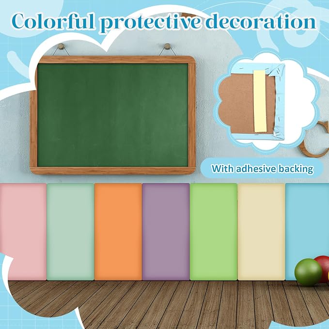 Hahafelt 8 Pack Wall Padding for Playroom Peel and Stick Headboard 15.75" x 7.87" x 1.18" 3D Anti Collision Upholstered Wall Panels Self Adhesive Headboard Panel for Protection (Fresh Colors) - Image 4