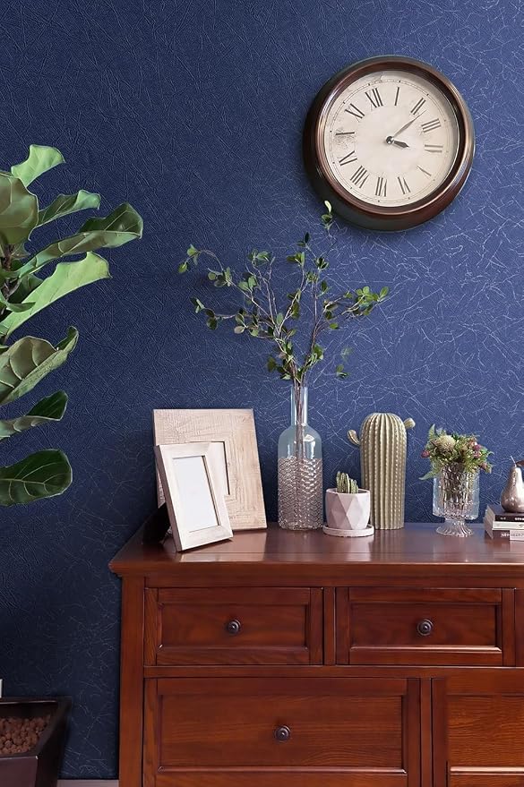 Safiyya 17.3 inch X 590 inch Wallpaper Blue Silk Textured Wallpaper Peel and Stick Modern Solid Color Wall Paper Removable Contact Paper for Walls Vinyl Rolls - Image 3