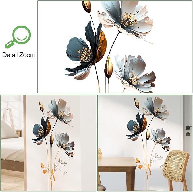 New Chinese Style Relief Lotus Wall Decal 3D Floral Wall Sticker DIY Removable Peel and Stick Wall Art Mural for Living Room Bedroom Porch Sofa Background Board Furniture Decoration - Image 3