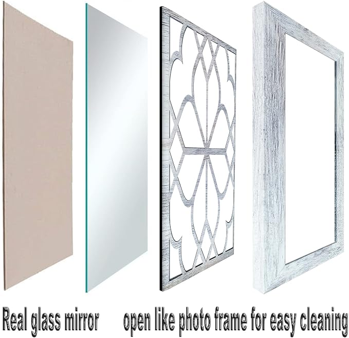 Wocred Set of 4 Mirrors Square Wall Mirror,Gorgeous Rustic Farmhouse Accent Mirror,Rustic White Color Entry Mirror for Bathroom Renovation,Bedrooms,Living Rooms and More(12”x12”4pcs) - Image 2
