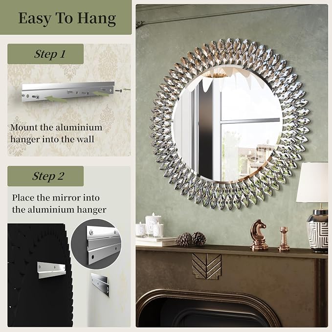 Kelly Miller 28" Jeweled Luxury Round Decorative Wall Mirror - Image 5