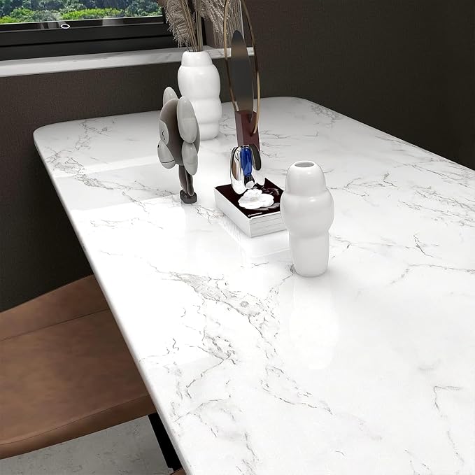 Marble Contact Paper White Peel and Stick Wallpaper for Kitchen Countertop | 15.7inch×118.1inch Gray Marble Wallpaper for Kitchen Backsplash Cabinet Waterproof Self Adhesive Removable Wall Paper - Image 7