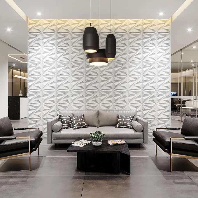 STICKGOO 3D Wall Panels Diamond, White Marble Mixed Gold Thread, 12''x12'' | Accent Wall Panels for Interior Wall Decor, Living Room, Bedroom, TV Background, Lobby, 33 Pack Cover 32.Sq.Ft - Image 2