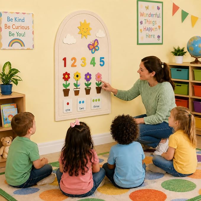 Large Arched Felt Bulletin Board, Sized 36" x 24" for Office & Wall Decor – 6 Customizable Adhesive Tiles with Pins are Perfect to Display Your Photos (Khaki-B) - Image 3