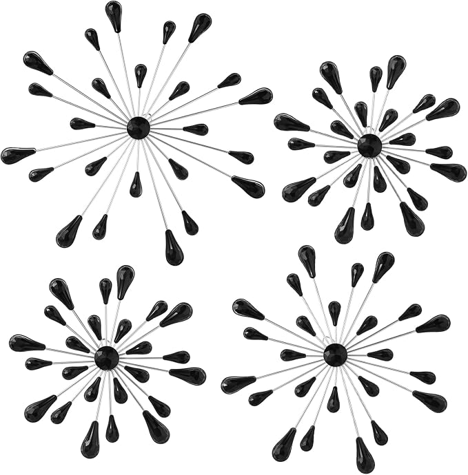 Hicarer 4 Pcs Starburst Wall Decor, Metal Wall Art, Black Diamond - Image 7