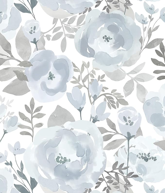 Orainege Peel and Stick Wallpaper Peony Floral Wallpaper | 17.3inx118.1in Self Adhesive Contact Paper Removable Decorative Wallpapers for Bedroom Laundry Nursery Room Decor Vinyl,Blue by Orainege