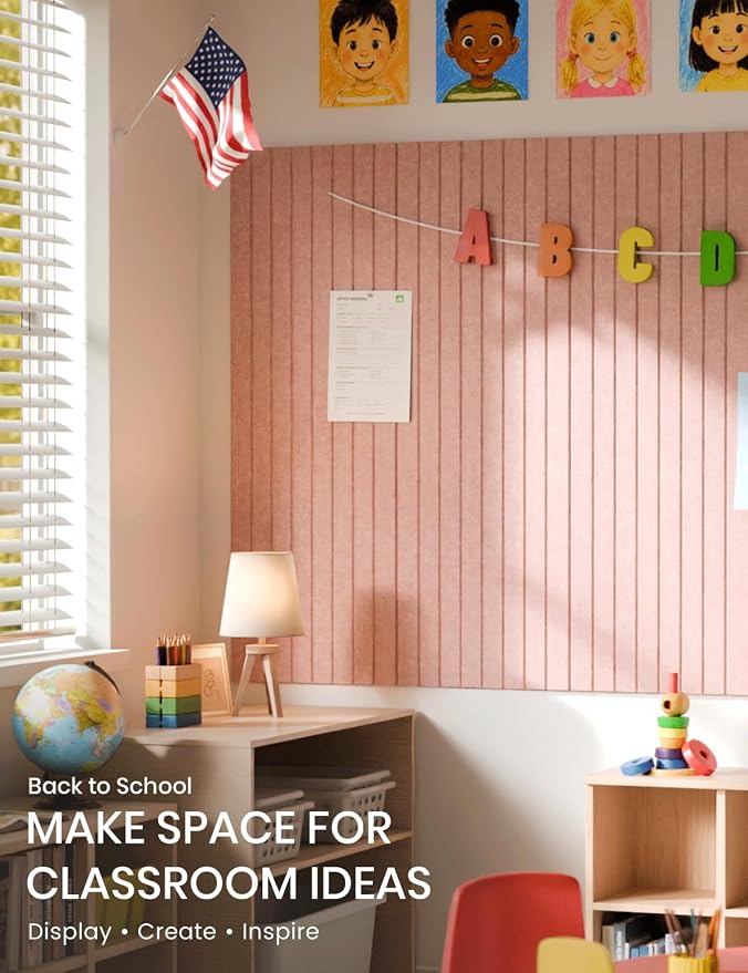 Fluxynara 48" x 36" Large Felt Bulletin Board, Pink | 12 Pack Cork Board Alternative with 60 Safe Adhesive Tabs, Pin Boards for Wall Decor, Home, Office, Classroom,Dorm - Image 4