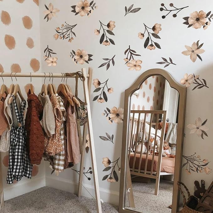 Boho Flower Wall Decals - Watercolor Wildflower Wall Art, Girls & Kids Room Decor - Image 5