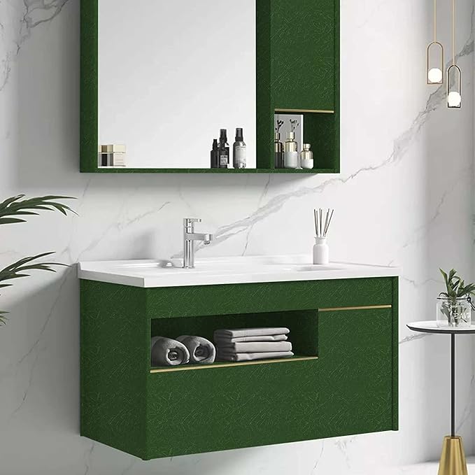 Dark Green Peel and Stick Wallpaper Removable Silk Texture Contact Paper | 15.7" X 196.8" Self Adhesive Vintage Embossed Stick on Wallpaper Home Decorativon for Wall Shelf Liner Paper - Image 7