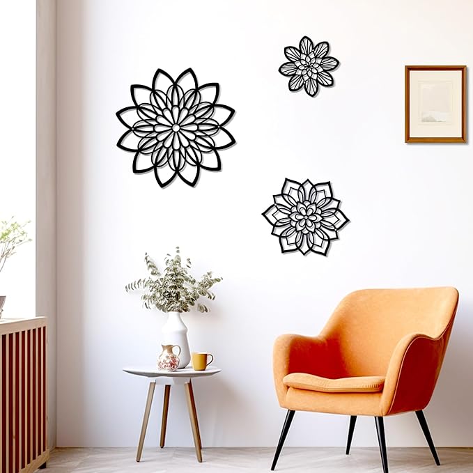 Zzbakress 3 Pcs Metal Flowers Wall Art Bathroom Wall Decor, Black Elegant | Farmhouse Flower Bathroom Decor Wall Decorations For Bathroom, Living Room, Office, Kitchen, Hallway And Outdoor - Image 8