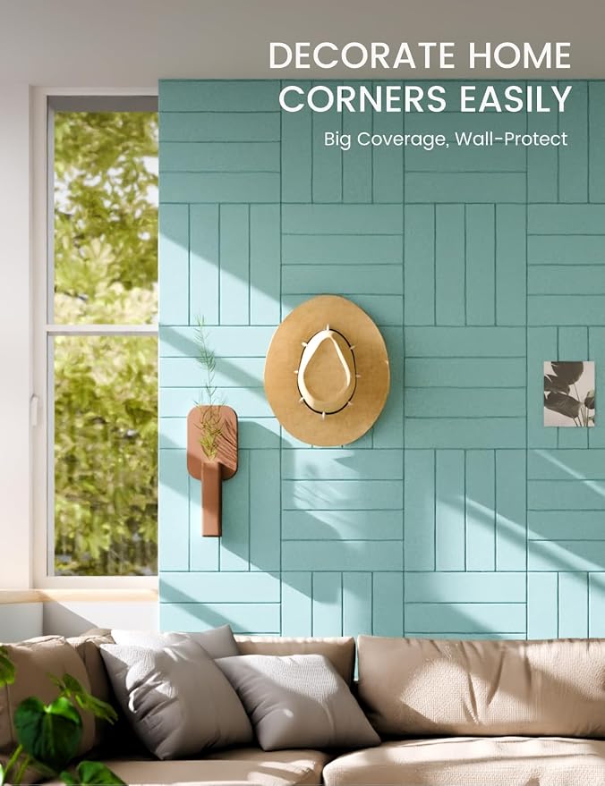 Fluxynara Felt Bulletin Board & Cork Board Alternative, Aqua Blue | 36" x 24" Pin board, Removable Adhesive Tabs, Easy Install Without Wall Damage, For Home Office Decor - Image 3