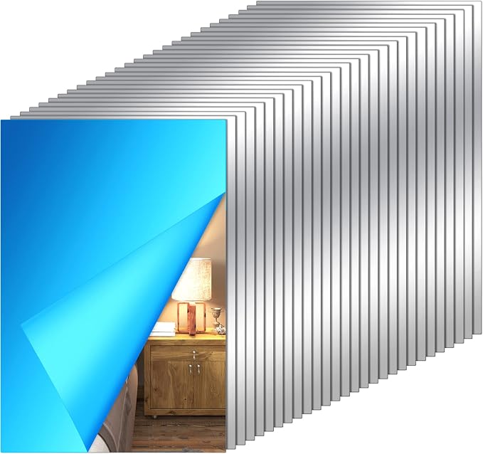 80 Pcs Flexible Mirror Sheets Self Adhesive Non Glass Mirror Tiles Stickers Peel and Stick Wall Sticker Plastic Wallpaper for Home Door Wall Decor(4 x 6 Inch) by Tuanse