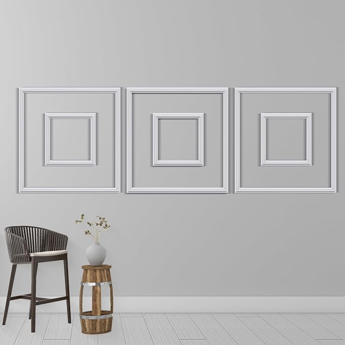 3 Set Panels Peel and Stick Premade Wainscoting Accent Wall Panels for Interior Wall Decor Easy DIY Build and Picture Frame Door Decor (20 x 20 + 10 x 10in) - Image 8