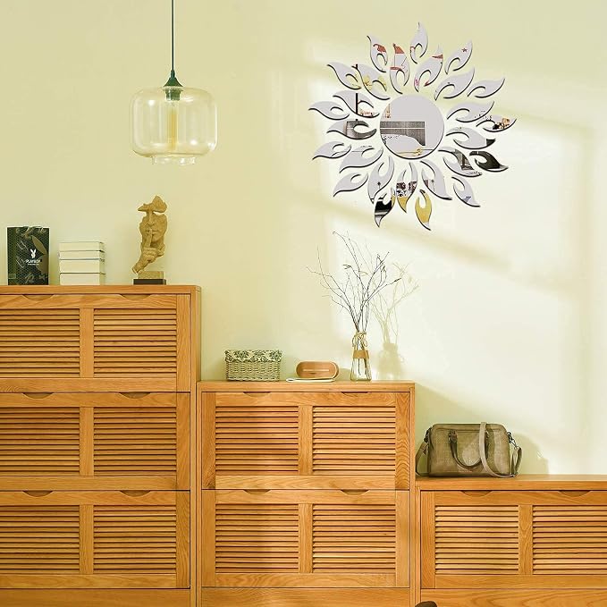 3D Mirror Sunlower Wall Decor Sticker, Peel and Stick Wall Art Decals - Image 6