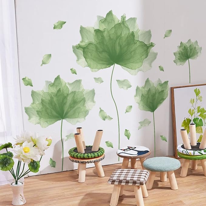 59.1'' x 49.6'' Flower Petal Wall Decal Floral Wall Sticker (Green) | Removable waterproof peel and stick wall art for nursery, baby room, classroom, living room, bedroom, office and bathroom by RoyoLam
