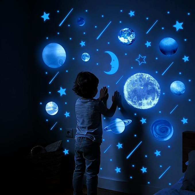 Vancoup 158 PCS Glow in The Dark Solar System Wall Stickers | Luminous Planet Star Moon Comet Peel and Stick PVC Decals for Kids Nursery Bedroom Playroom Home Decor - Image 2