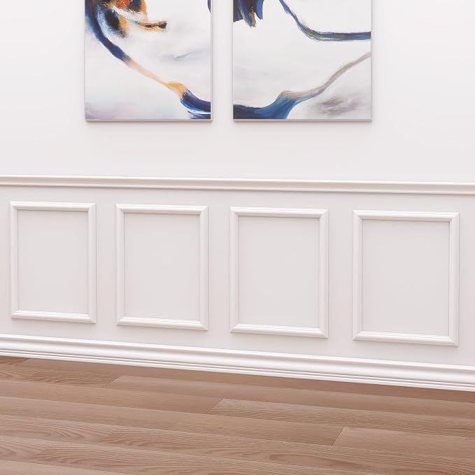 Peel and Stick Wall Molding Set,4 Frames, 16 x 20 Inch | Four 16 x 20 in pre-cut frames offer an easy DIY upgrade for bedrooms, hallways, doors, cabinets, and accent walls. by Yandyn