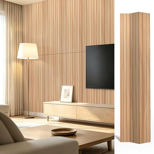 Art3dwallpanels 6-Pack Peel and Stick Wood Panels for Wall PVC, Oak | Self-Adhesive Slat Wall Panels, PVC Thick, 48 x 16 in, 3D Wood Grain Wallpaper, for Walls and Ceilings, Packed in Long Boxes by Art3dwallpanels
