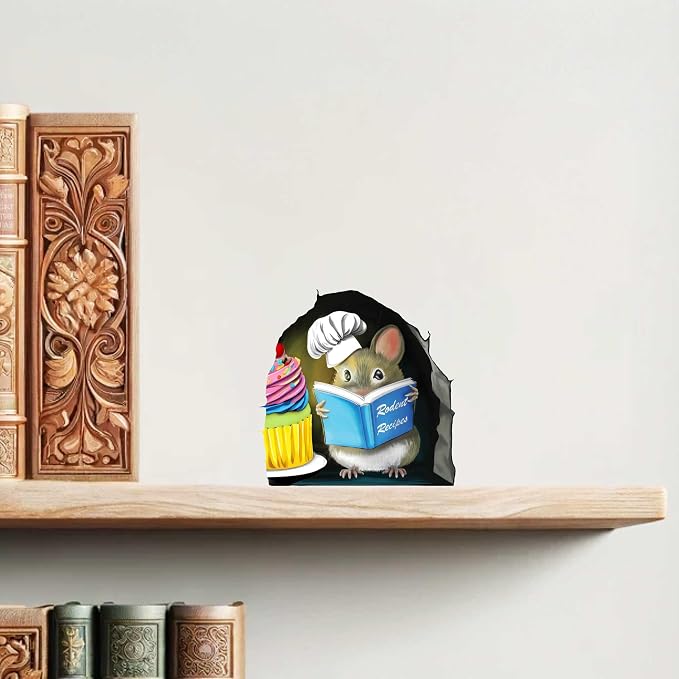Adorable Pastry Mouse Reading Book Wall Sticker Decal – Kids Room, Classroom, Home Decor, Bookcase, Book Lover Gift, Children's Bedroom, Nursery, Cute Mouse, MICESTERPIECE - Image 8