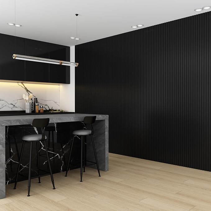 Slat Wall Panel 8-Pack, 118’’x6.3’’, Black | WPC Wall Panel for Interior Wall Decor, TV Background, Kitchen, Bedroom - Image 4