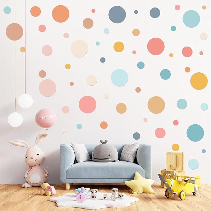 Zonon 264 Pcs Polka Dot Wall Decals Circle Stickers Peel and Stick | Removable Vinyl Stickers for Girls Bedroom, Nursery, Playroom, Classroom Decor, Bright Colors, Easy to Reposition by Zonon